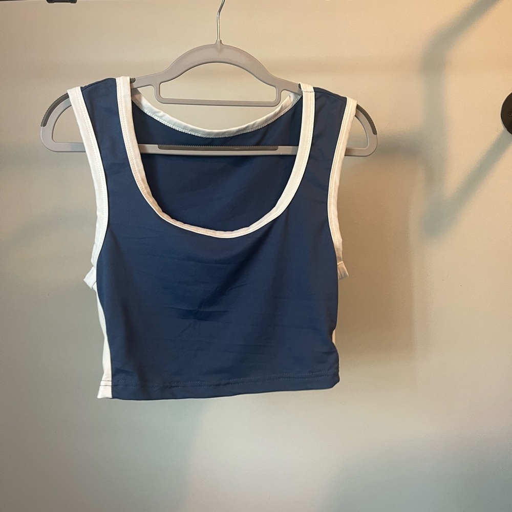 SHEIN Blue and White Tank Top